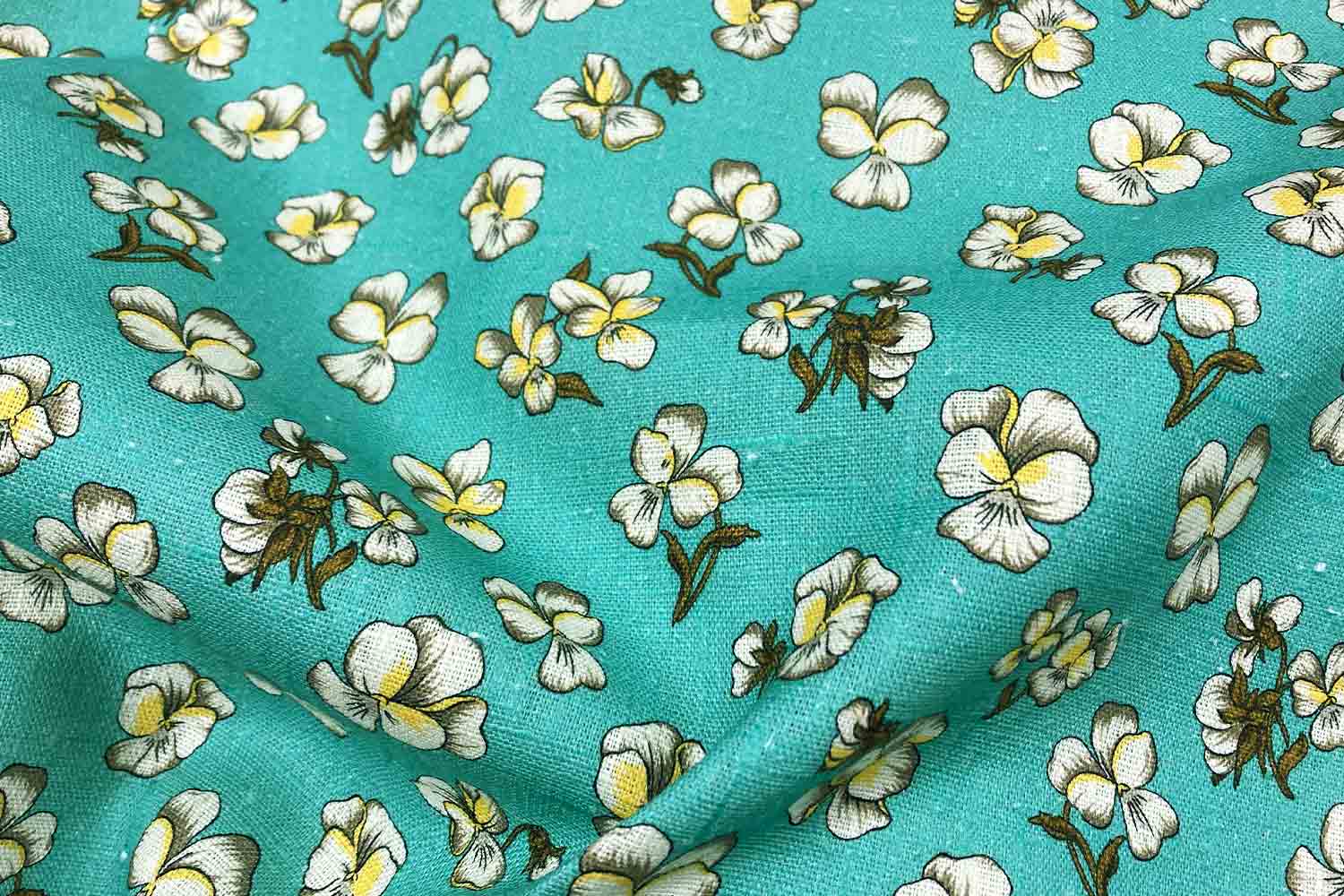klein gemusterte Leinen türquise